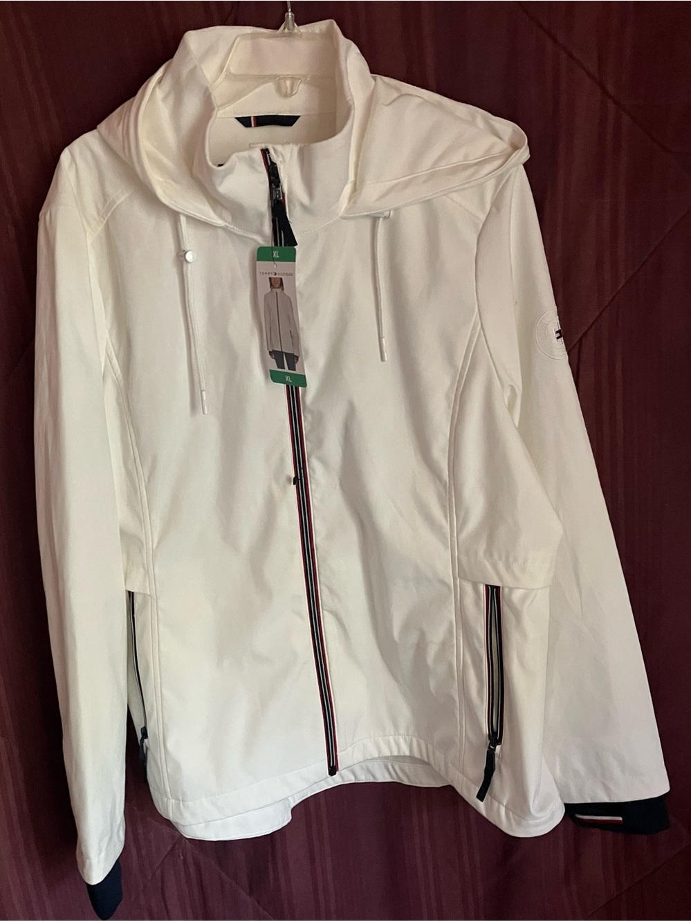 NWT, Tommy Hilfiger, White
Jacket, With Hood, Size XL